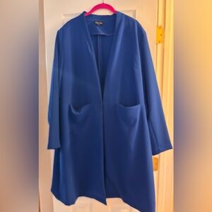 City Chic Royal Blue collarless long line blazer